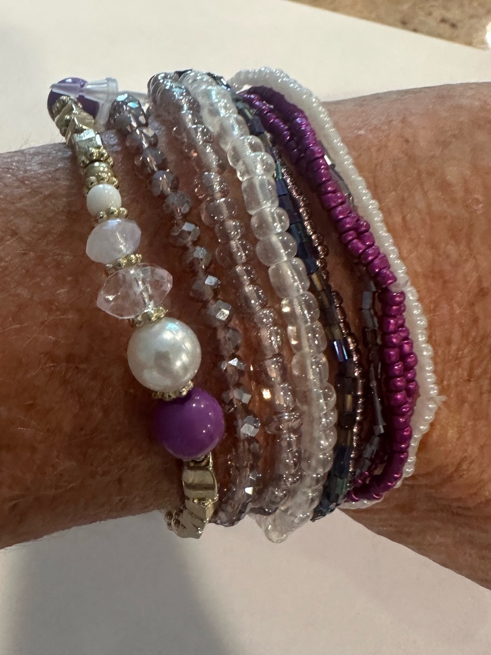 NEW Purple Beaded Bracelet Stack ((10))
